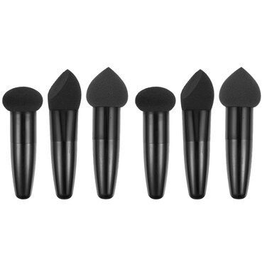 minkissy 6 Pcs Beauty Foundation Sponge Powder Brush Multipurpose Mushroom Powders Puff with Handle Small Mushroom Makeup Sponges Makeup Applicator for Women Girls (Black)