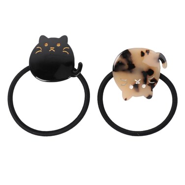 minkissy 2Pcs Cute Cat Hair Ties for Women Girls Elastic Rubber Bands for Thick Thin Hair for Ponytail Holders Hair Band for Lovely Hair Accessories