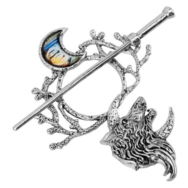 minkissy Viking Wolf Moon Hair Clips: Vintage Celti-c Knot Shawl Hairpins Retro Silver Alloy Viking Hair Barrette Hair Sticks for Women Girls Birthday Jewelry Accessories