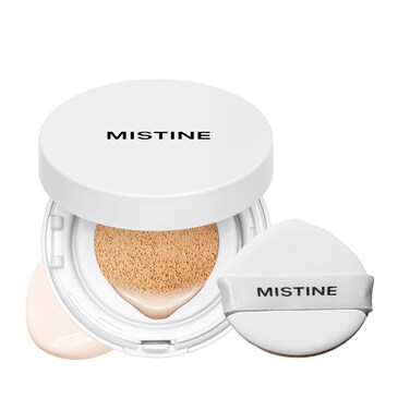 MISTINE Tavel Size Air Cushion Foundation Glow Hydrating Finish Medium Coverage Foundation Makeup for Dry Skin,24H Hydrating Long-Lasting Waterproof Smudge Proof, Fair Ivory