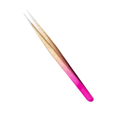 Straight Eyelash Extension Tweezers Gold Pink Gradient Ice Crack Precision Lash Extension Isolation Tweezers for Grafting Eyelash extension