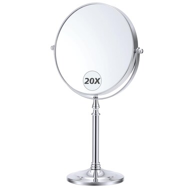 MIYADIVA Magnifying Mirror 20x, Double Sided 1X &amp; 20X Magnifying Mirror on Stand, Large Tabletop Magnified Vanity Mirror, Magnified Mirror with 360&deg;Rotation for Bathroom or Bedroom,8 Inches