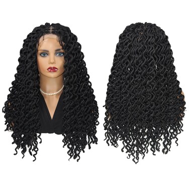 Miz Barn 100% Handmade Synthetic Lightweight Twist Braided Wig 360 Full Swiss Lace Front Knotless Box Braided Wigs With Baby Hair For Black Women (GT24-1025)
