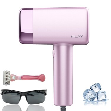 MLAY Hair Removal Device, 0.5s/flash, 17J High Energy IPL Hair Removal Device with ice-Cooling System, 5 Energy Levels, Hair Removal Device Can Be Used All Over the Body (Purple)
