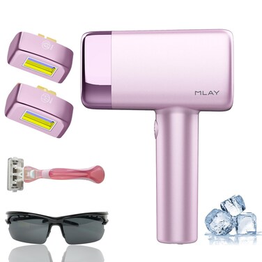 MLAY IPL Hair Removal for Women/Men, 0.5s/flash, 17J High Energy IPL Hair Removal Device with ice-Cooling System, 5 Energy Levels, Hair Remover Device - 1* face HR+1*bikini HR