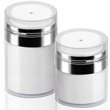 2Pack Lotion Dispenser 50ml 100ml Airless Pump Jar - 1.7Oz 3.5Oz Moisturizer Pump Bottle Skin Care Travel Makeup Containers for Thick Moisturizer, Skincare Cream