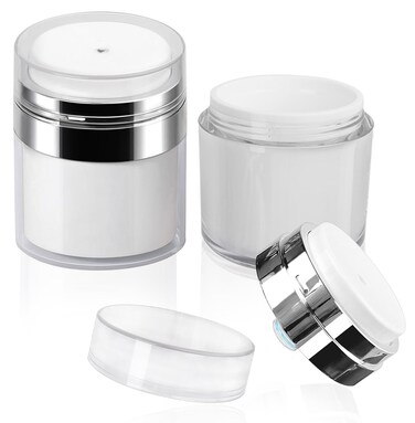 2Pack 100ml Airless Pump Jar - 3.5 Oz Moisturizer Pump Dispenser, Travel Lotion Container Vacuum Bottle for Skin Care, Thick Moisturizer, Skincare Cream