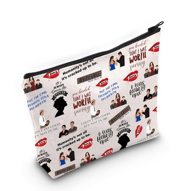 MNIGIU Cosmetic Bag - TV Show Gift - Purple - Water Resistant - Polyester - Makeup &amp; Travel - Female - Zipper - Letter Print