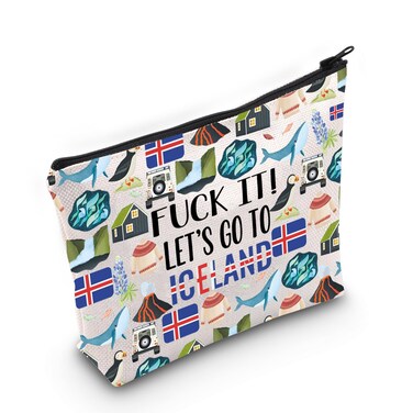 Iceland Cosmetic Makeup Bag Iceland Travel Gift Iceland Travel Pouch Girls Trip to Iceland Gift for Her (Iceland)