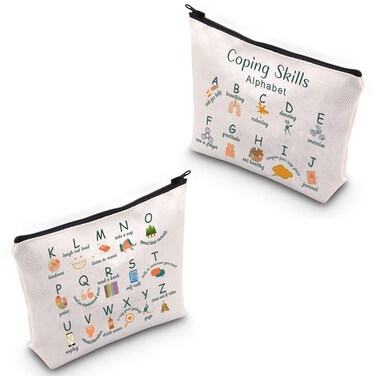 Coping Skills Alphabet Tote Bag Counselor Handbag Mental Health Awareness Bag Therapist Bag