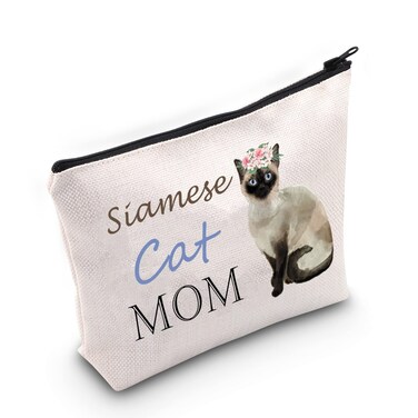 Siamese Cat Mom Cosmetic Bag Cat Lover Gift Siamese Mom Makeup Zipper Pouch Bag for Women Girls Siamese Cat Owner Gift (Siamese)