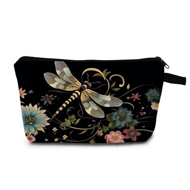 Dragonfly Print Women Makeup Bag Outdoor Portable Cosmetic Bag Toiletry Kit Travel Organizer