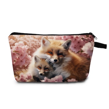 Cute Fox Cosmetic Bag Gift for Women Small Makeup Bag for Purse Cosmetic Bags for Women Zipper Travel Toiletry Pouch Fox Makeup Bags