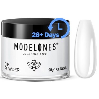 Modelones Dip Powder Clear Color, Nail Dipping Powder French Nail Art, 28+ Long-Lasting Build Powder Pro System Salon DIY at Home No Needed Lamp Cured