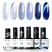 modelones Gel Nail Polish Set, 6 Colors Spring Sky Ocean Blue Collection Glitter Gel Polish Galaxy Dark Blue 9D Cat Eye Nail Gel polish w Magnet Light Blue White Soak Off Led Nail Art Gel DIY Gift