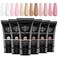 modelones Poly Extension Gel Kit for Nail, 6 Colors Pink Nude Collection Poly Nail Gel Set Builder Gentle Colors French Manicure DIY Design Home Salon