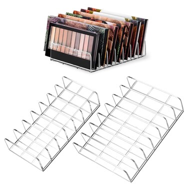2 Pack Acrylic Makeup Eyeshadow Palette Organizer, 7-Slot Display Case, Set of 2, Cosmetic Display Storage Holder fit Eyeshadow Palette, CD, Phone Case, Facial Mask, Clear Cosmetic Organizer