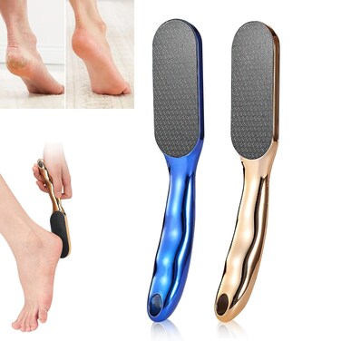 2pcs Hard Skin Remover Nano-Glass Foot File, Nano Glass Foot File with Non-Slip Ergonomic Handle, Professional Foot Care Tools (Gold+Blue)