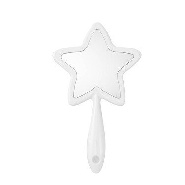 mollensiuer 1Pc Star-Shaped Handheld Mirrors Plastic Travel Makeup Handheld Cosmetic Mirror Personal Portable Handle Mirror for Face Makeup, Travel, Camping, Home, White