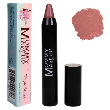 Mommy Makeup Triple Sticks Lipstick, Cream Blush &amp; Teatment All-In-One with Shea &amp; Cocoa Butter - Soft &amp; Creamy Moisturizing Lip Crayon For Lips &amp; Cheeks (Daisy Glow)