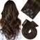 Moresoo Clip in Hair Extensions for Women Darkest Brown Mixed with Chestnut Brown Balayage Human Hair Clip Ins 18Inch Hair Extensions for Women Clip in Brown 7pcs 120G