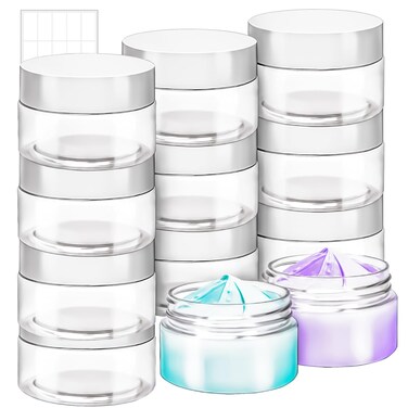 MotBach 10 Pack 4oz Plastic Jars with Lids, 120ml Clear Round Cosmetic Containers Makeup Jars,Travel Size Container Jar for Lotion Cream Eyeshadow Sample Powder Slime Ointment Salve Balm Storage