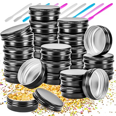 MotBach 24Pack 1oz Tin Jars, 30ml Metal Tin cans, 1Ounce Aluminum tin can jar Containers with Screw Lid for Lotion Bars, Toiletries, Creams, Samples, Makeup Cosmetic, Spices, Salve, Balms, Beard Balm