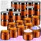 MotBach 32 PCS 20g Amber Plastic Containers with Black Lids,Small Makeup Sample Containers,0.7oz Small Sample Pot Jars Round Travel Cosmetic Jars with Spatulas for Liquid Sample Powder Cream Lotion