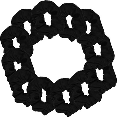 12 Pack Solid Hair Ties Scrunchies (Yellow)