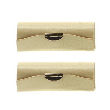 Motique Accessories Gold Solid Satin Ladies Lipstick Case With Mirror Purse Holder Set of 2
