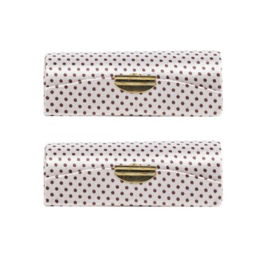 Motique Accessories Champagne Polka Dot Lipstick Case With Mirror Purse Holder Set of 2