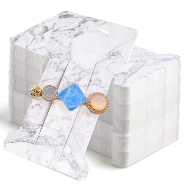 300 PCS Hair Clip Bow Display Cards Hair Barrettes Jewelry Display Holder Rectangle Paper Cardboard for Hair Accessories Display and Organizing, 4 x 2-1/2 Inches (Marble Stripe)