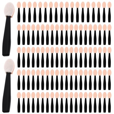 Eyeshadow Applicators, 100 Pcs Disposable Eye Shadow Applicator Sticks Mini Portable Travel Eyeshadow Brush Set Dual Sides Eye Shadow Brushes Multipurpose Eye Makeup Brushes with Sponge Tip for Women
