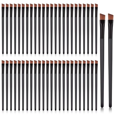 50 Pieces Angled Eyebrow Brushes Eyebrow Tint Brush Flat Tapered Eyebrow Concealer Brush Eye Shadow Applicator Sticks Disposable Eye Makeup Brushes