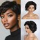 MSGEM 13x4 Full Lace Front Wig Bob Wig Human Hair Short Pixie Cut Loose Wave HD Lace Front Wigs for Women Pre Plucked With Baby Hair Natural Color 6 inch