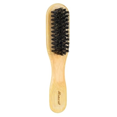 Bamboo Slick Back Hair Brush, Boar Bristle Smoothing Hair, Anti Frizz, Edge Control, Bamboo Hairbrush for All Hair Style-Mini Size