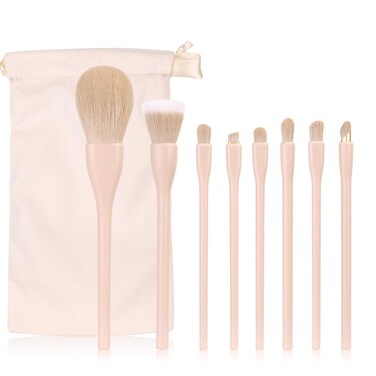 MSQ Make Up Brushes 8Pcs Makeup Brush Set Powder Brush Concealer Blending Brushes Set Stipping Brush Eyeshadow Brushes (Khaki)