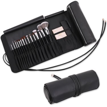 MSQ Makeup Brush Bag Travel Makeup Brush Case Makeup Brush Holder Organizer Cosmetic Bag Portable Roll Up Brush Storage Bag for Makeup Brushes and Cosmetic Essentials (Only Bag)