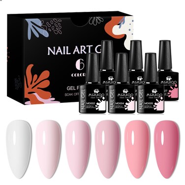 Pink Gel Nail Polish Set 6 Colors Gel Polish Set Nail Art Pink Nail Polish Kit for Women Girl Nail Lovers Gift Salon DIY