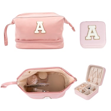 Teacher Travel Makeup Bag with travel jewelry box,Portable Cosmetic Bags Skincare Bag ,Women Personalized Jewelry box Travel Gifts Set, Back to School Gift for Teacher, Teacher Appreciation Gifts