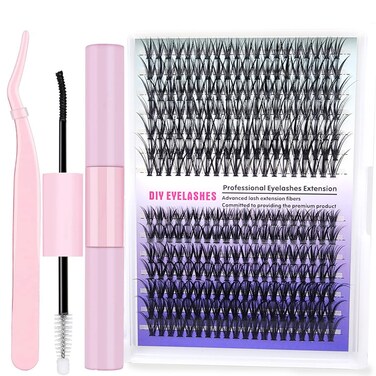 Lash Extension Kit DIY 280pcs Lash Clusters Eyelash Extension Kit, 9-16mm Mix 30D 40D Curl Individual Lashes Kit with Lash Bond and Seal Lash Tweezers for Self Use(30D&amp;40D-9-16MIX KIT)