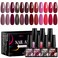 MTSSII Red Gel Nail Polish Set 12 Colors, Bloody Mary Collection Popular Shimmer Red Burgundy Gel Polish Dark Red Purple Champagne Glitter Nail Polish Gel Manicure DIY Salon Nail Art Gifts