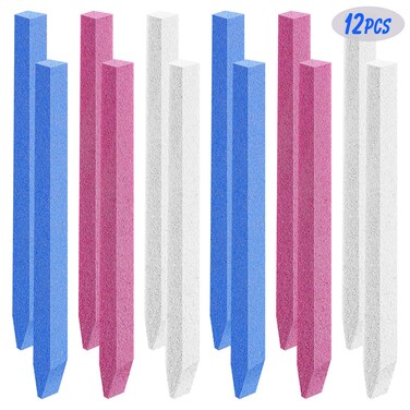 12 Pieces Pumice Stone Nail File Pumice Nail Stick stone file for nails Cuticle Pusher Stone File for Home Salon Nail Buffing Tool