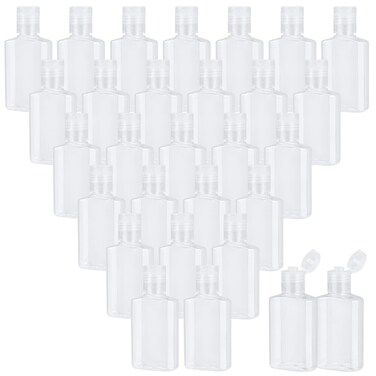 100 PCS 1 oz Clear Travel Bottles, 30ml Refillable Portable Plastic Bottles with Flip Cap for Travel, Outdoor Camping, Business Trip