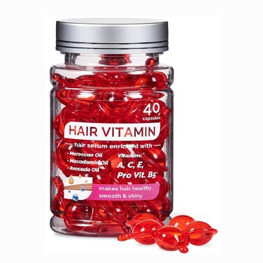 Hair Treatment Serum,Vitamins A C E Pro B5,No Rinse Essence for Frizzy and Dry Damaged Hair,with Argan Avocado &amp; Moroccan Oil (40 Capsules)