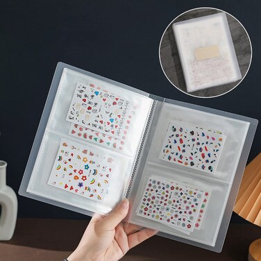 2 Pack 80 Slots Nail Art Sticker Storage Book Nail Art Decals Organizer Display Showing Book Collecting Album Nail Stickers Holder DIY Nail Art Design Tools