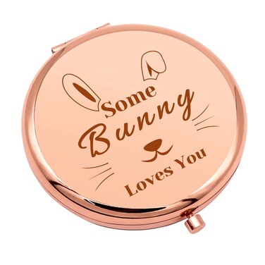 Mwphuy Bunny Gifts Compact Rose Gold 2.6"L x 2.6"W Folding Portable Makeup Mirror