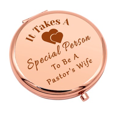 Mwphuy Pastor Wife Appreciation Compact Makeup Mirror, Rose Gold, 2.6"L x 2.6"W, Folding, Portable, Religious, Thanksgiving Gift for Women