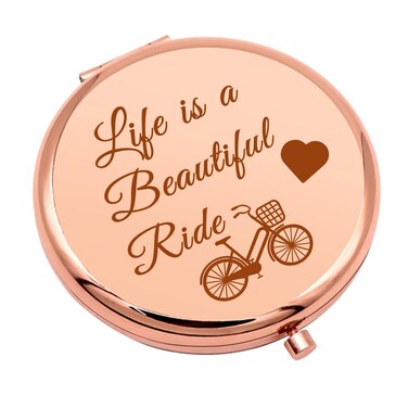 Cycling Gift for Girl Ride Compact Makeup Mirror Bike Lovers Gift for Women Friend Bicycle Present for Cyclist Riding Present Cyclists Biker Folding Makeup Mirror Birthday