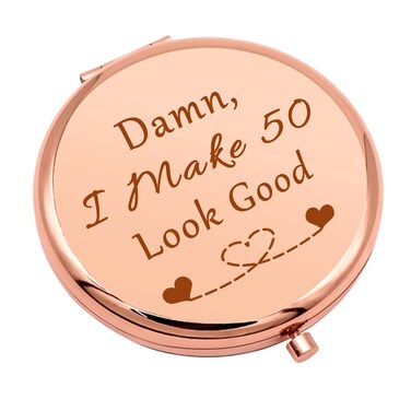 50th Birthday Gifts for Women 50 Years Old Birthday Gifts Ideas Rose Gold Compact Mirror for Mom Wife Aunt Turning 50 Gifts Women Folding Makeup Mirror for Friend Sister Women's 50th Birthday Gifts